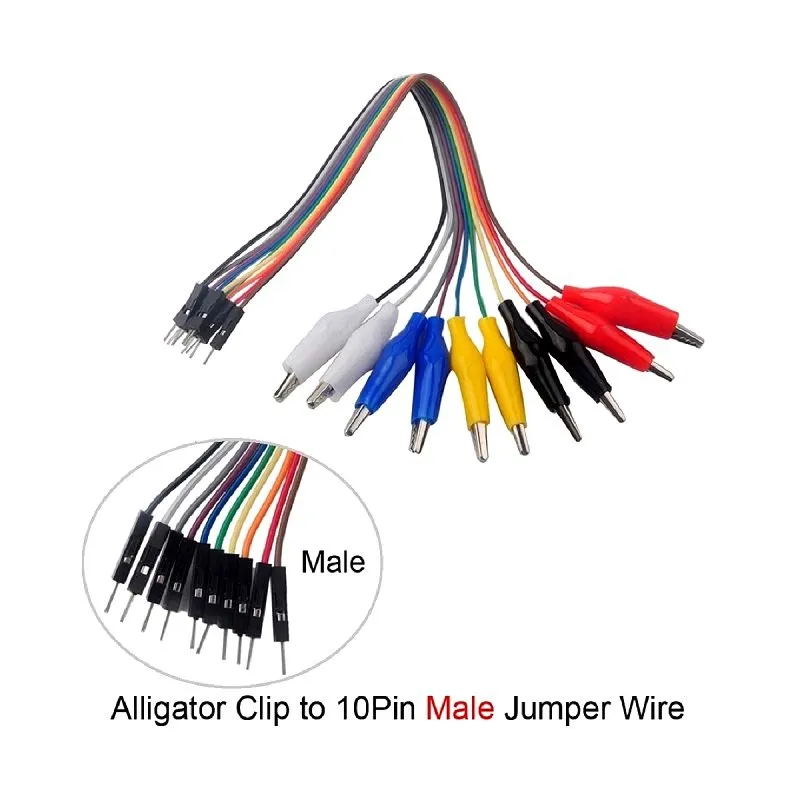 10pins Dupont Jumper Wire To Alligator Clip (20cm)