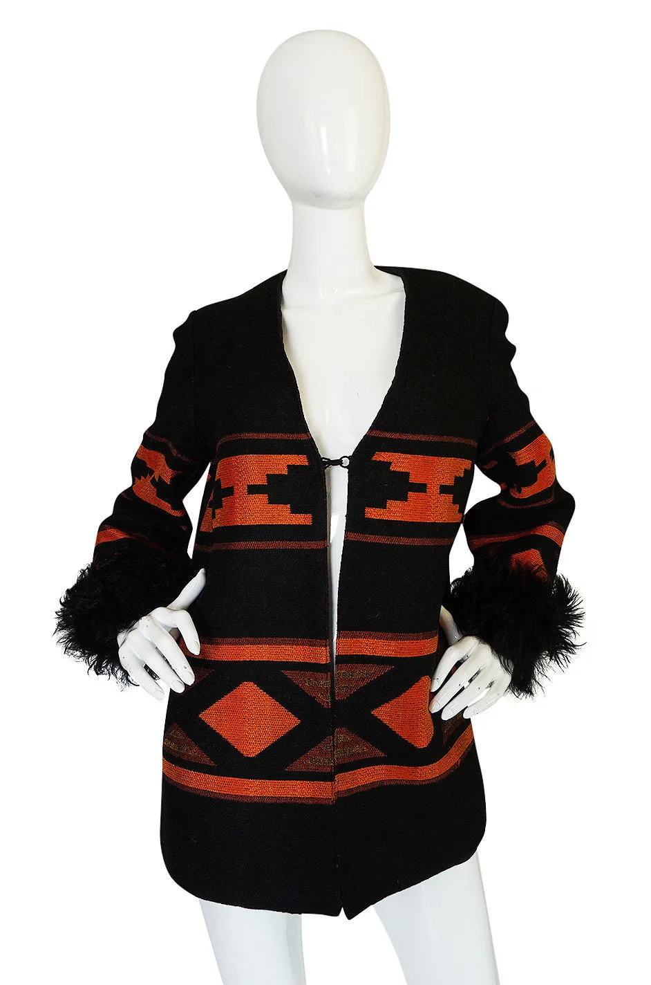 1970s Anne Klein Jacket with Fur Cuffs