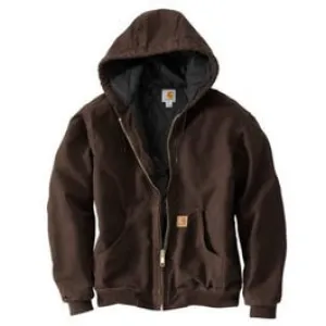 Active Quilted Flannel-Lined Jacket With Hood, Dark Brown, Medium