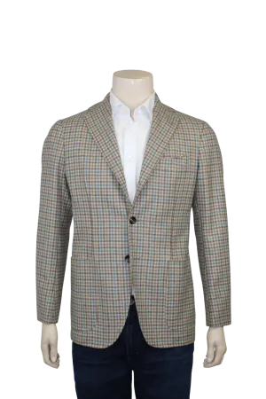 Aqua Brown Tan Check Sport Coat