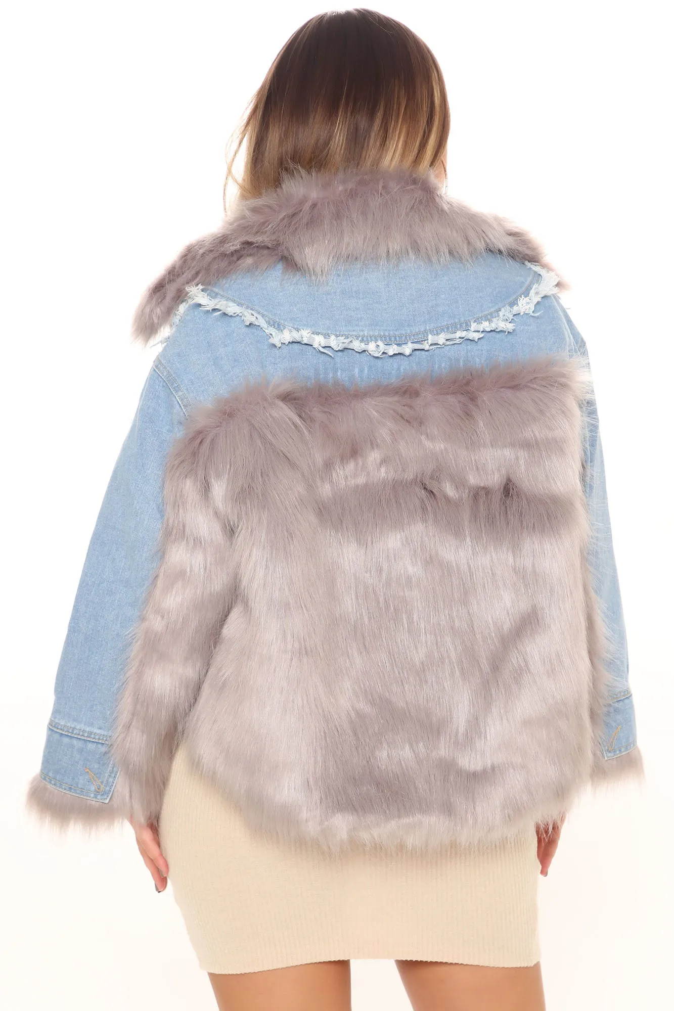 Are You Fur Real Denim Jacket - Light Wash