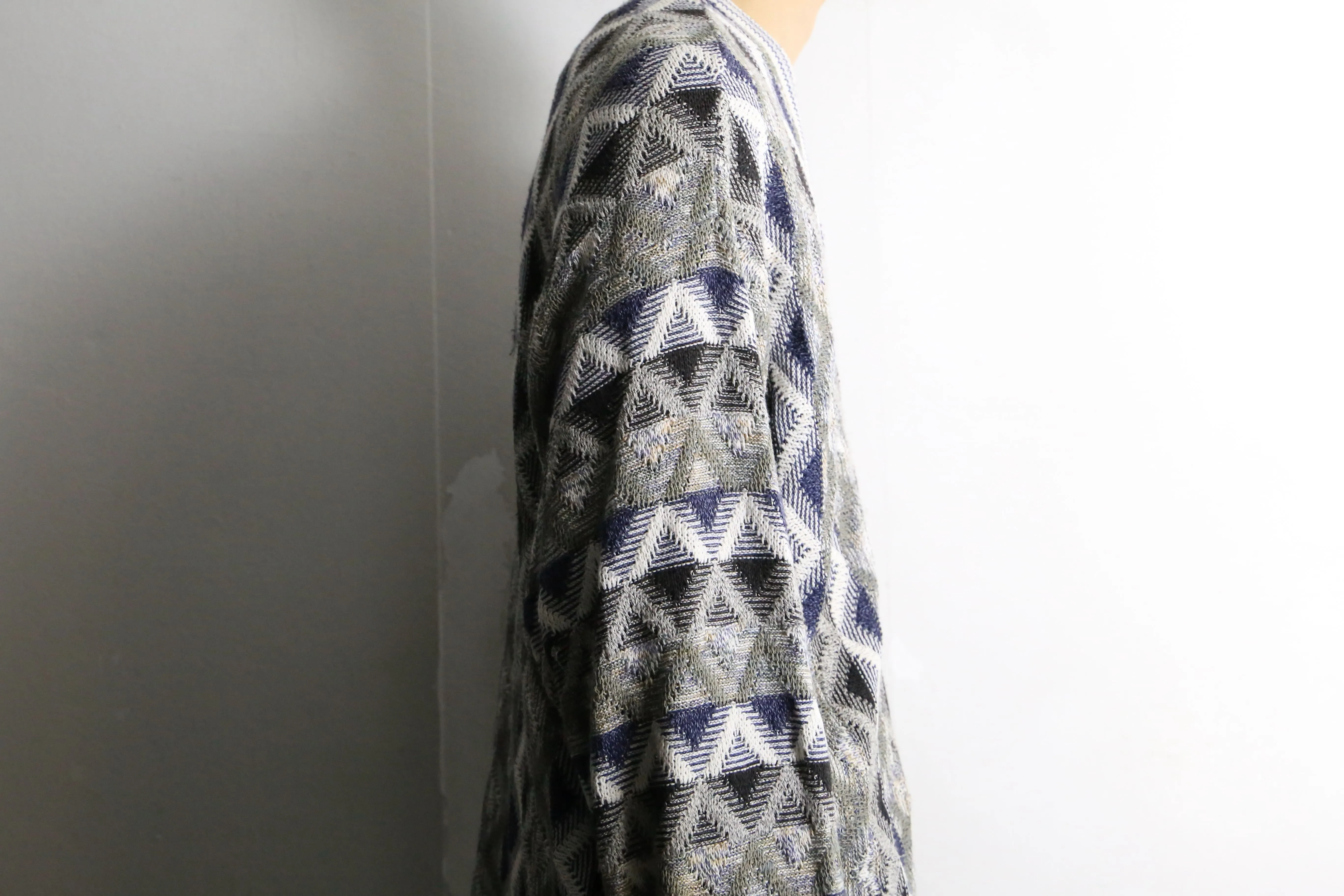 argyle pattern knit cardigan