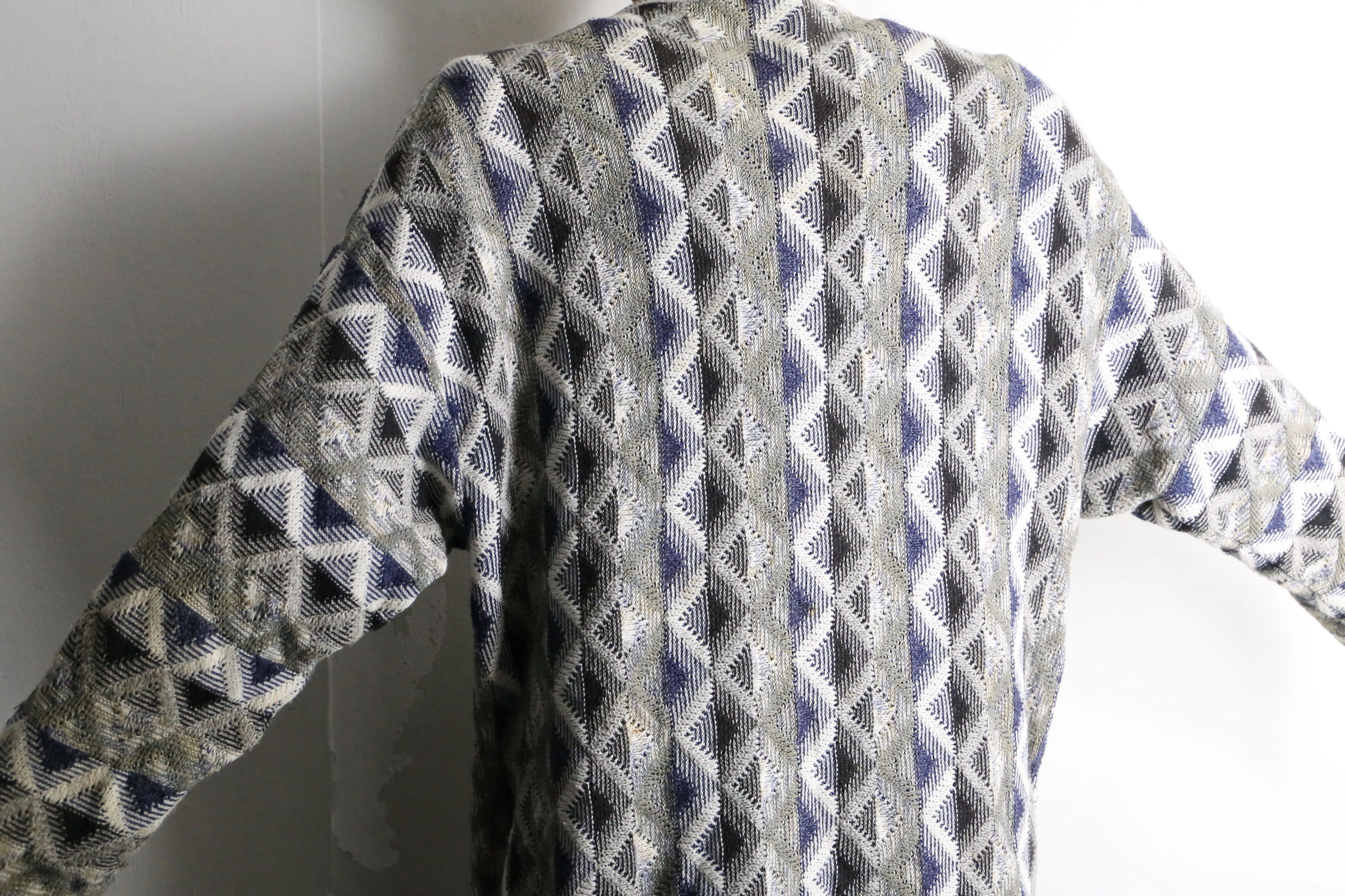 argyle pattern knit cardigan