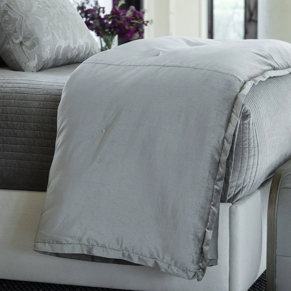 Aria Light Grey Velvet Bedding by Lili Alessandra