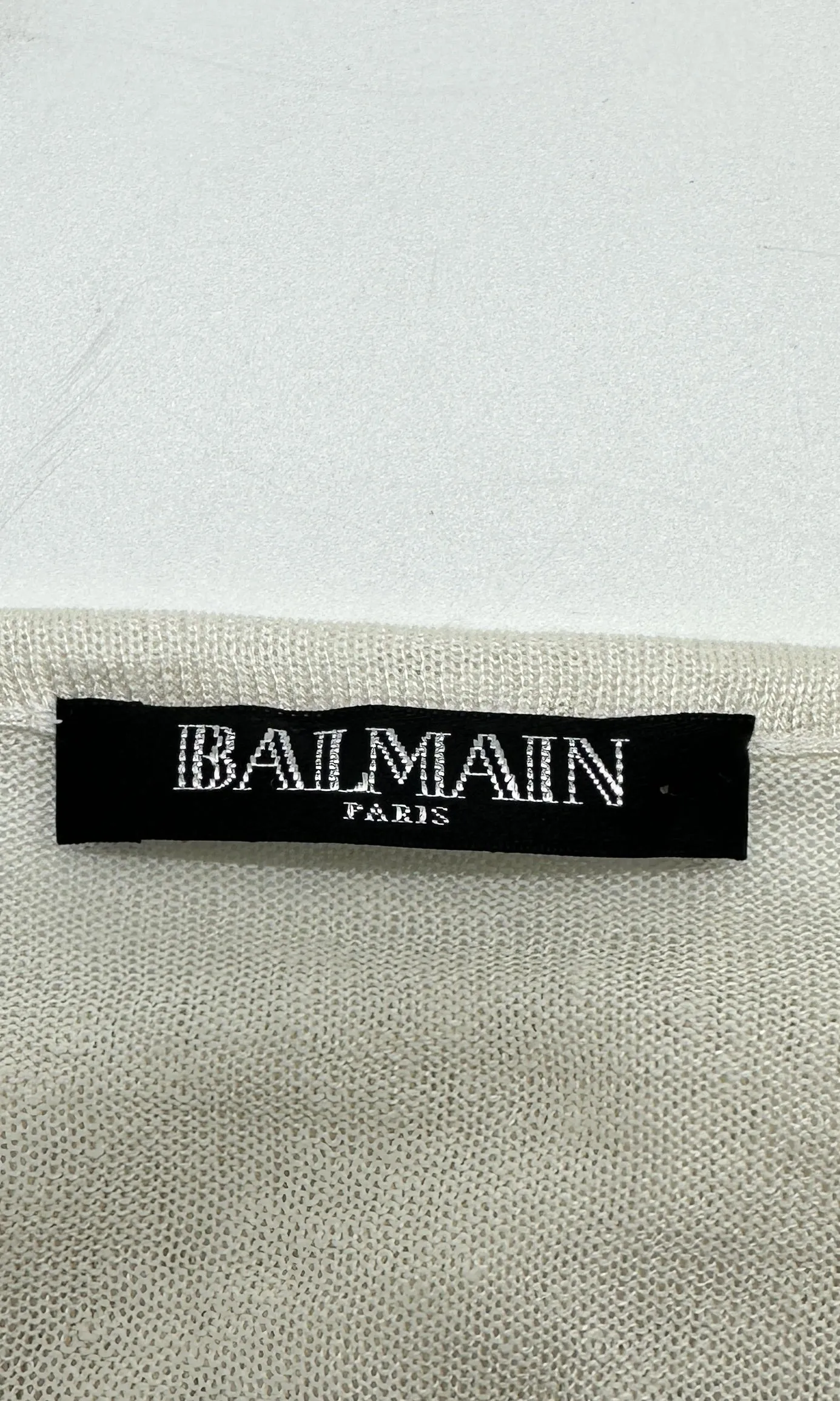 BALMAIN Paris Pullover Linen Knit Top • Small