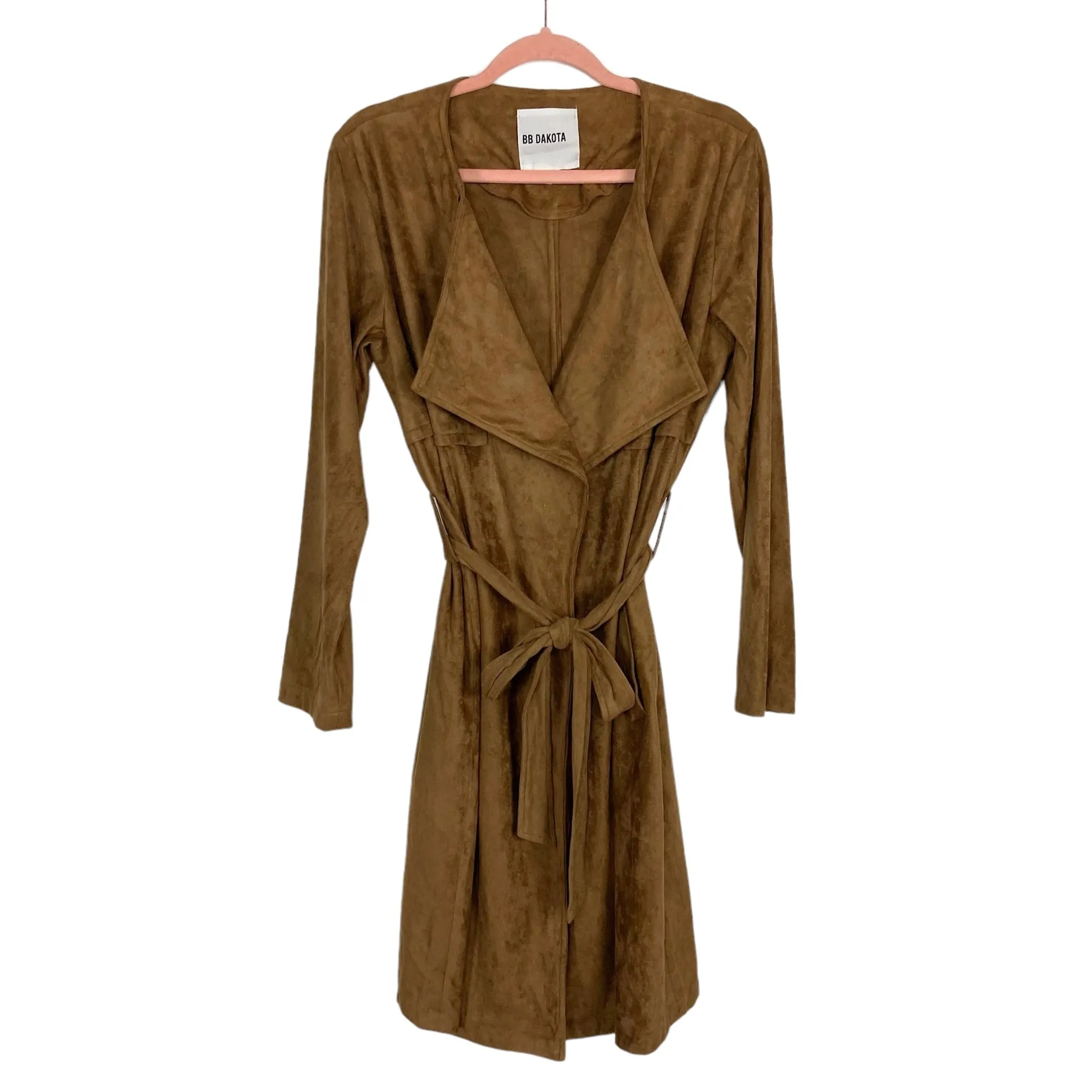 BB Dakota Brown Faux Suede Belted Coat- Size S (sold out online)