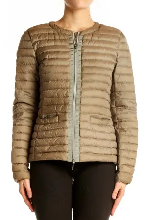 Beige Quilted Down Jacket