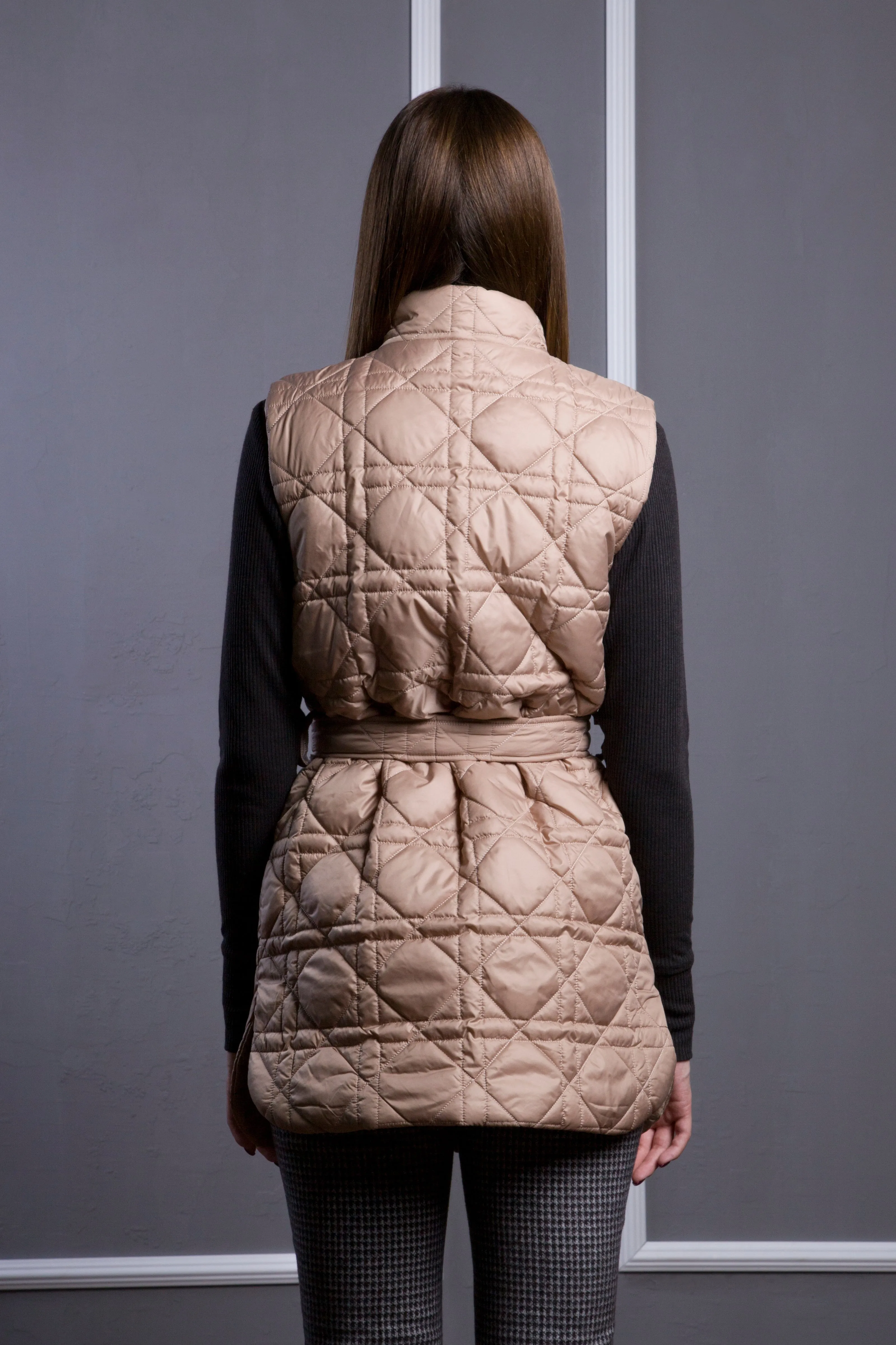 Beige quilted vest