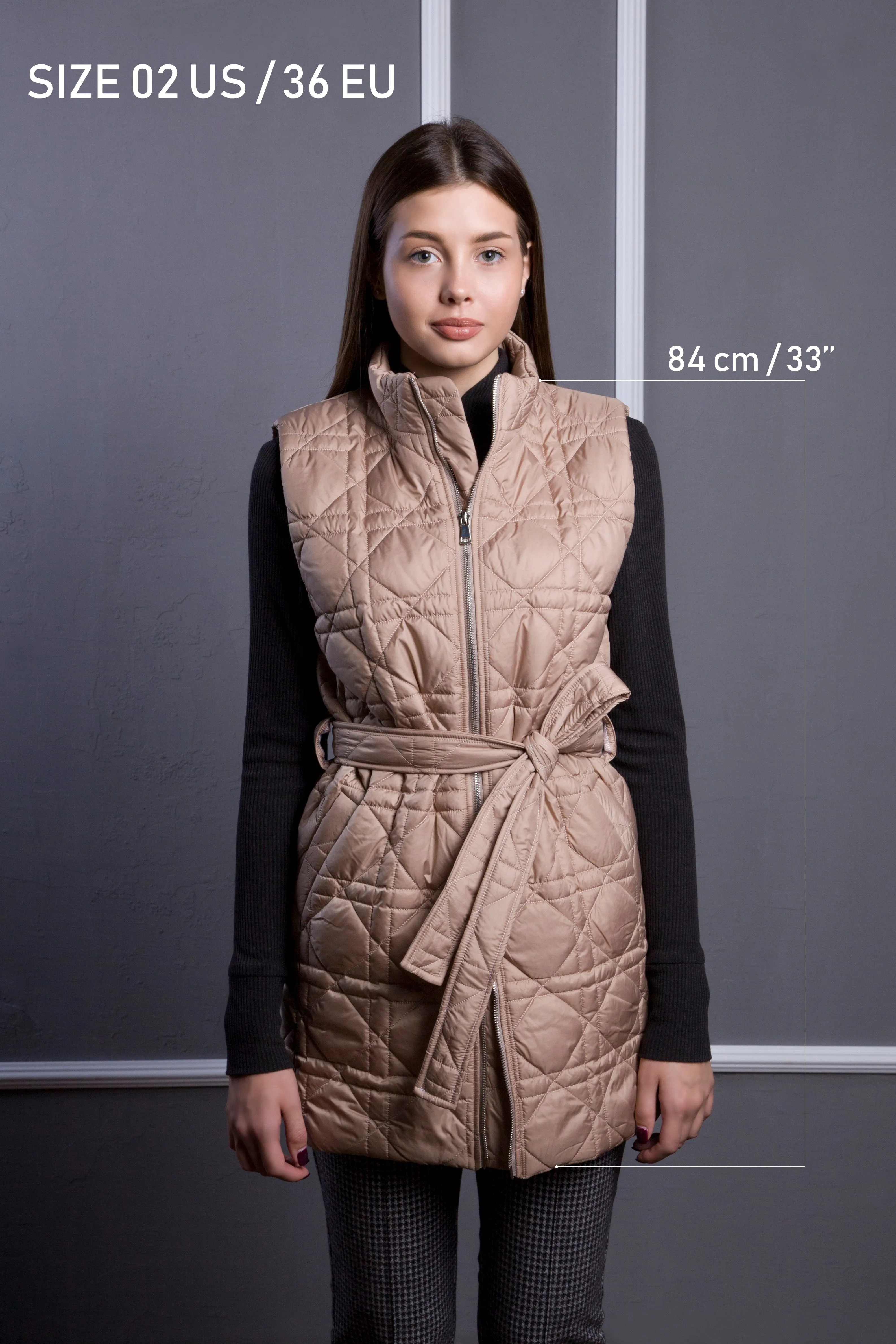 Beige quilted vest