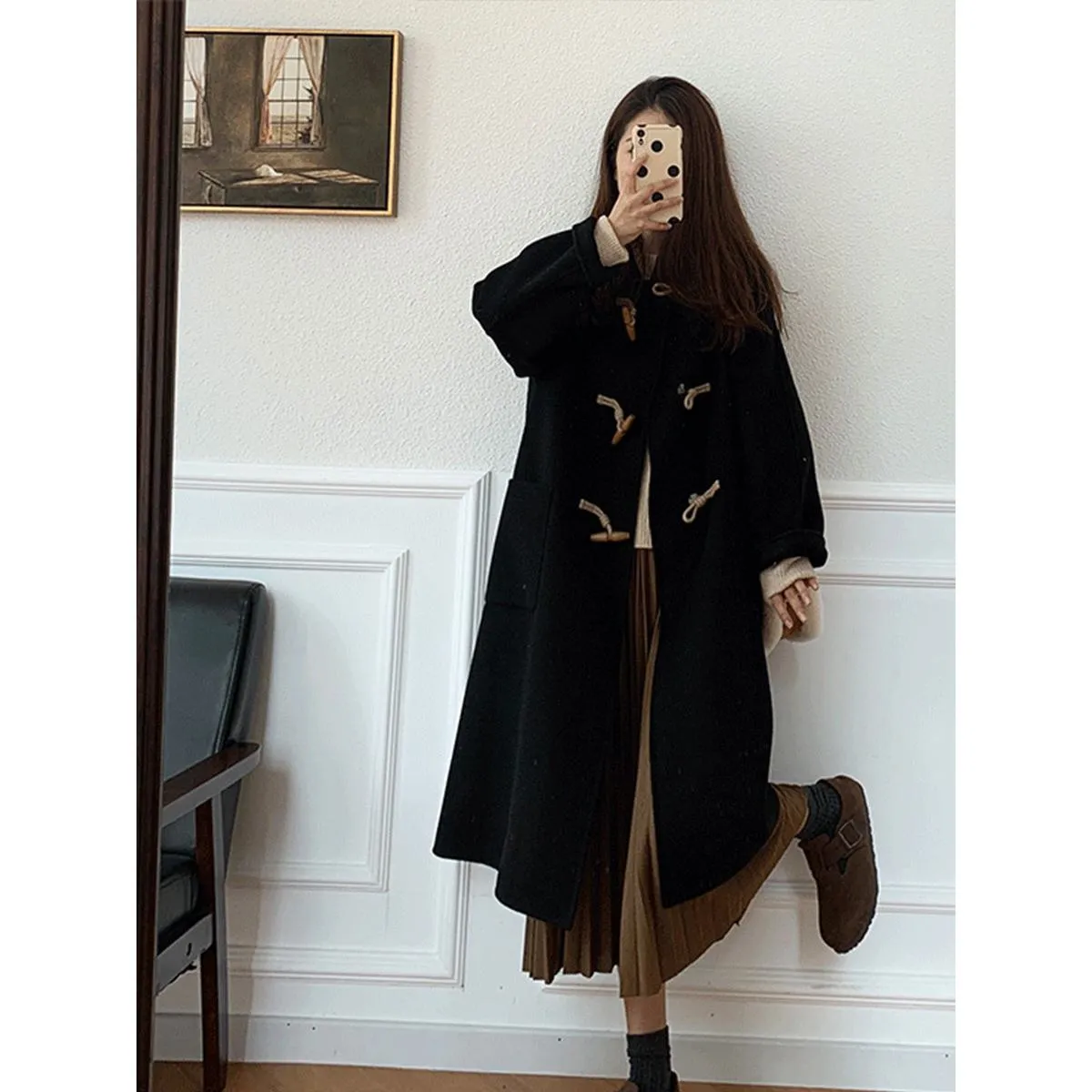 Big-Pocket Wool Duffle Coat