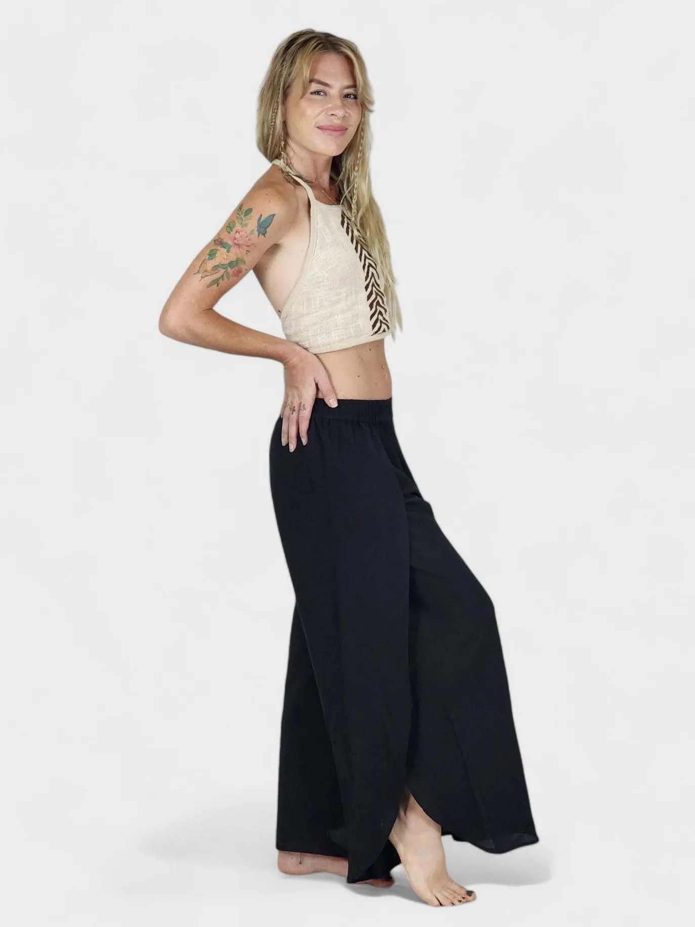 Black Jute Fly Away Trousers