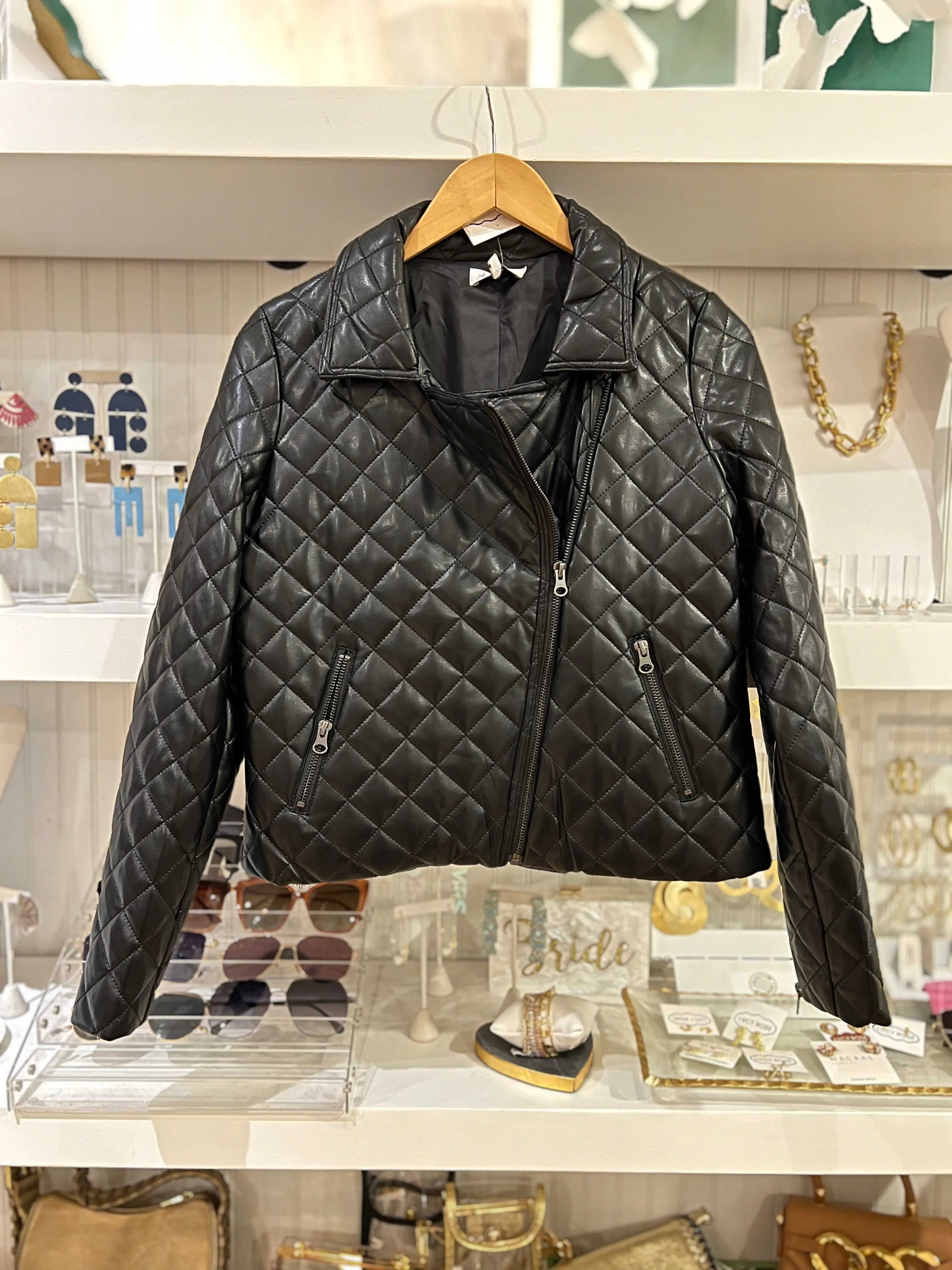 Black Quilted Moto Jacket