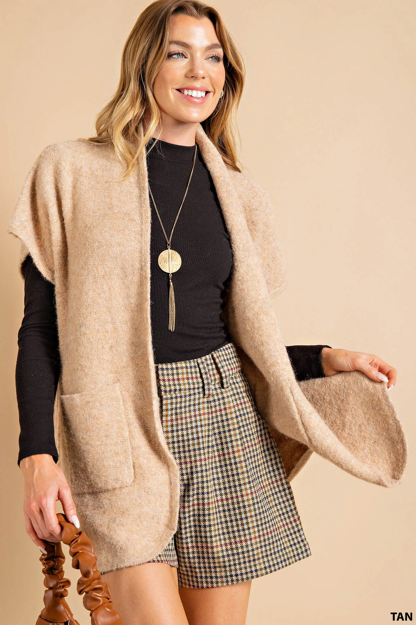 Boucle open sweater cardigan