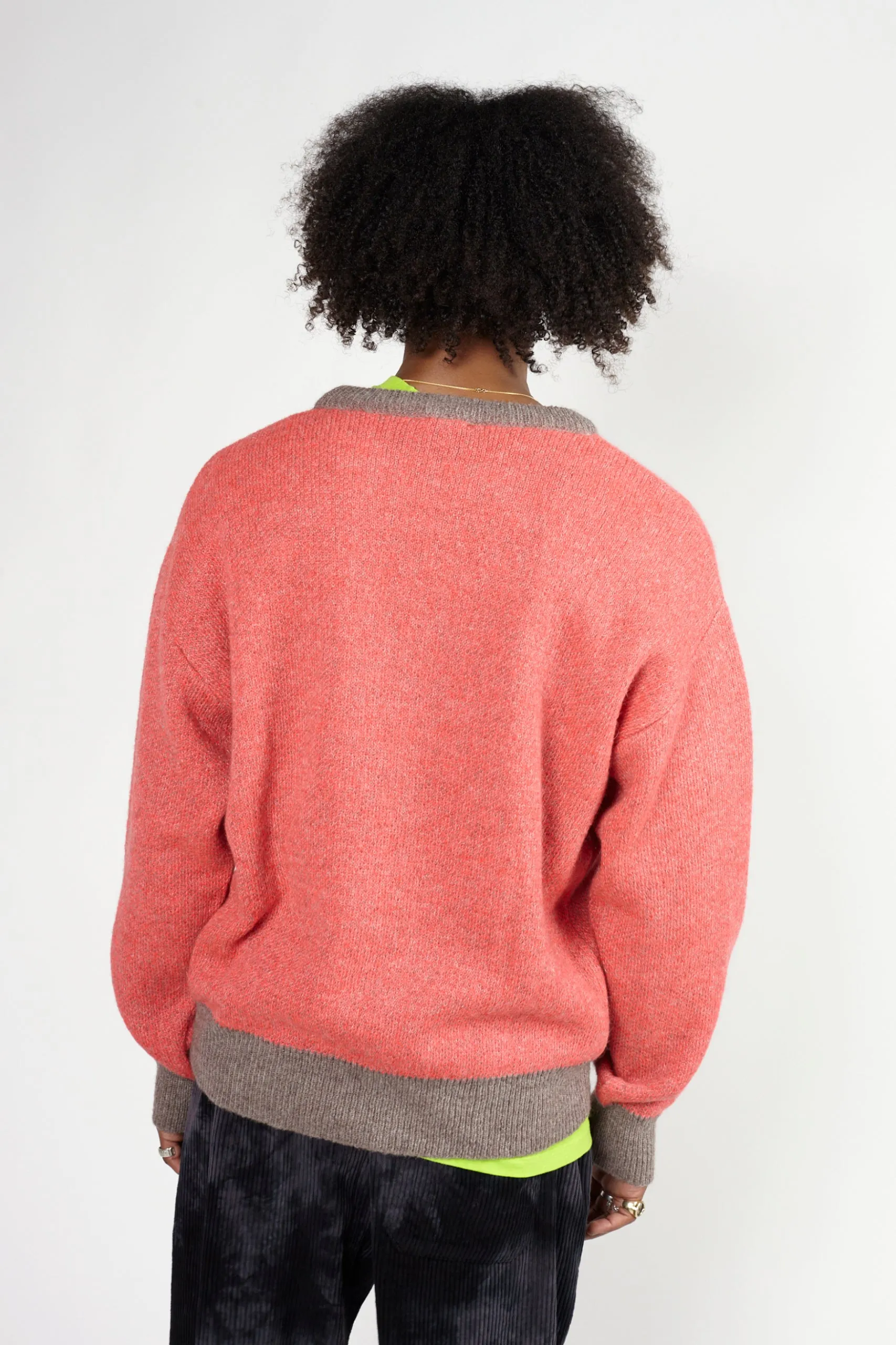 Brushed Mohair Crew Neck Knit Pink