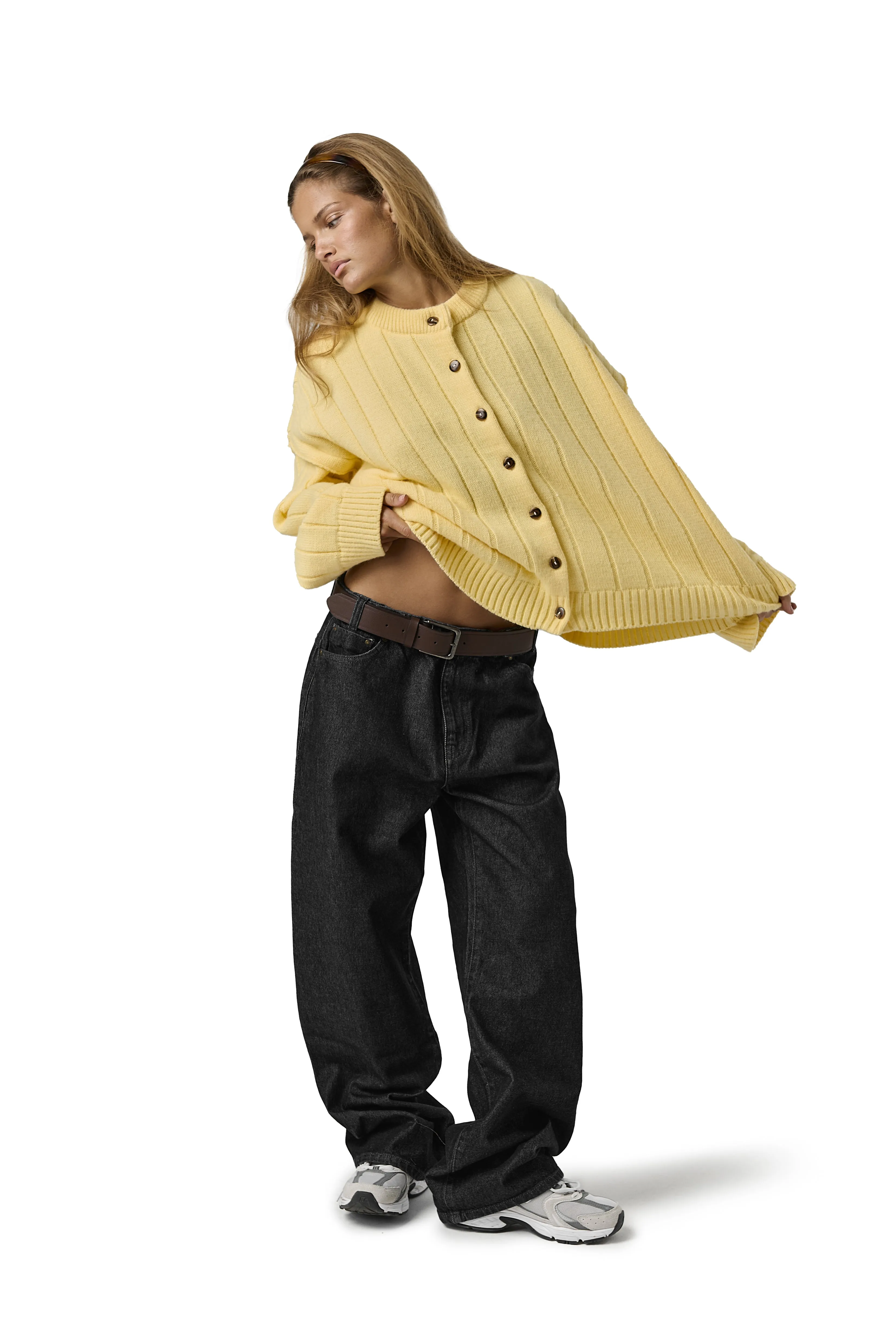 Bryant Button Cardigan in Yellow