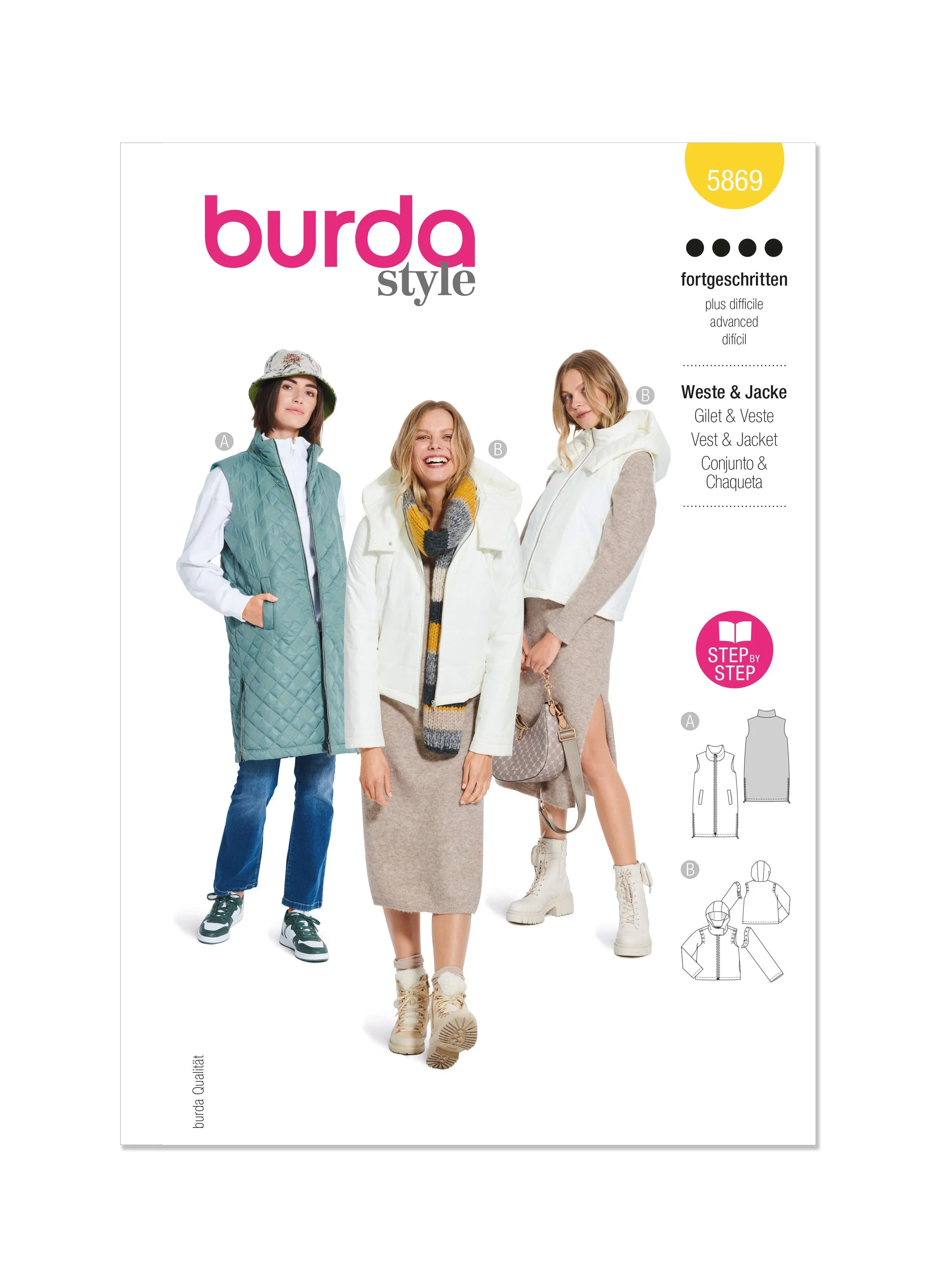 Burda Pattern 5869 Misses' Waistcoat/Vest  &  Jacket