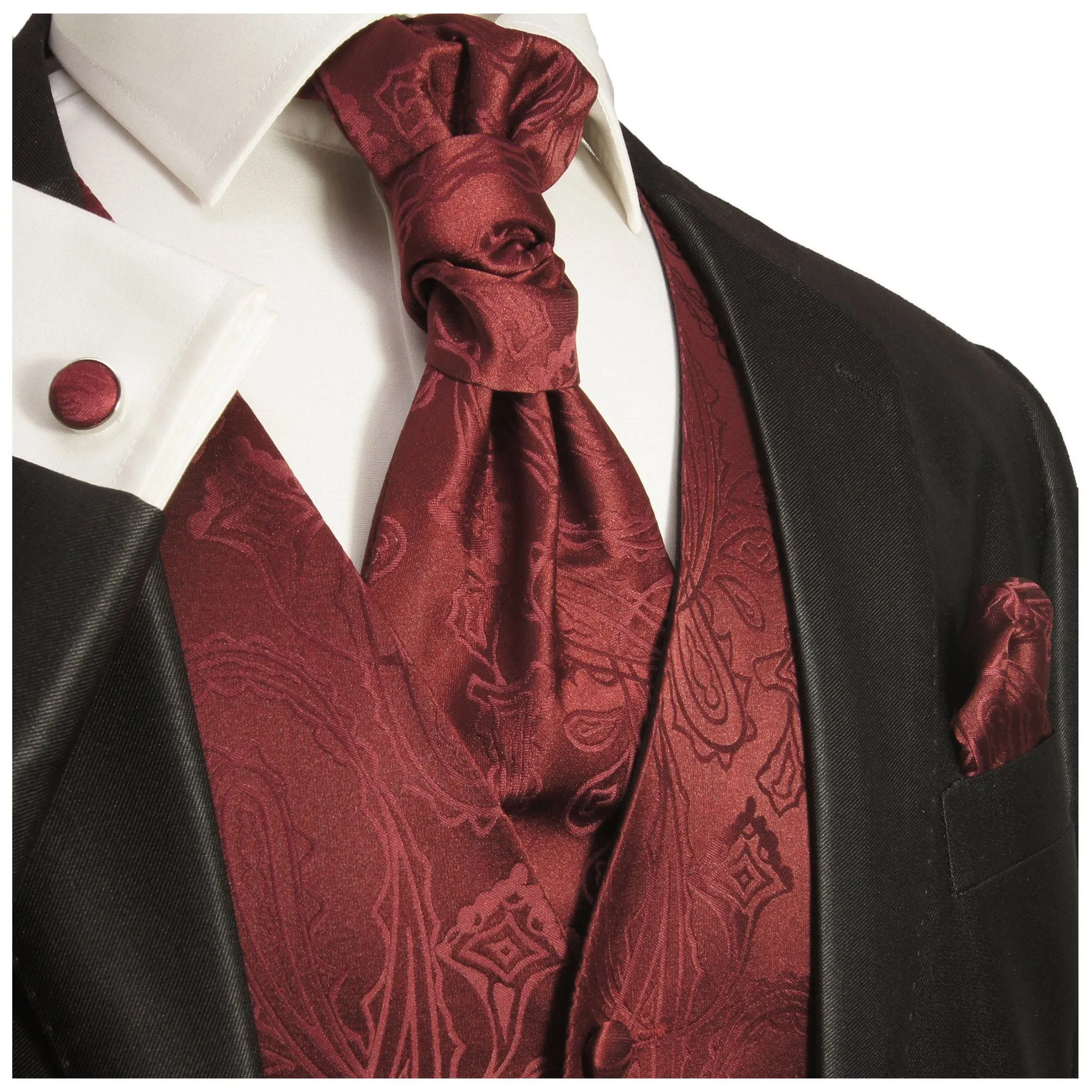 Burgundy Paisley Tuxedo Vest Set