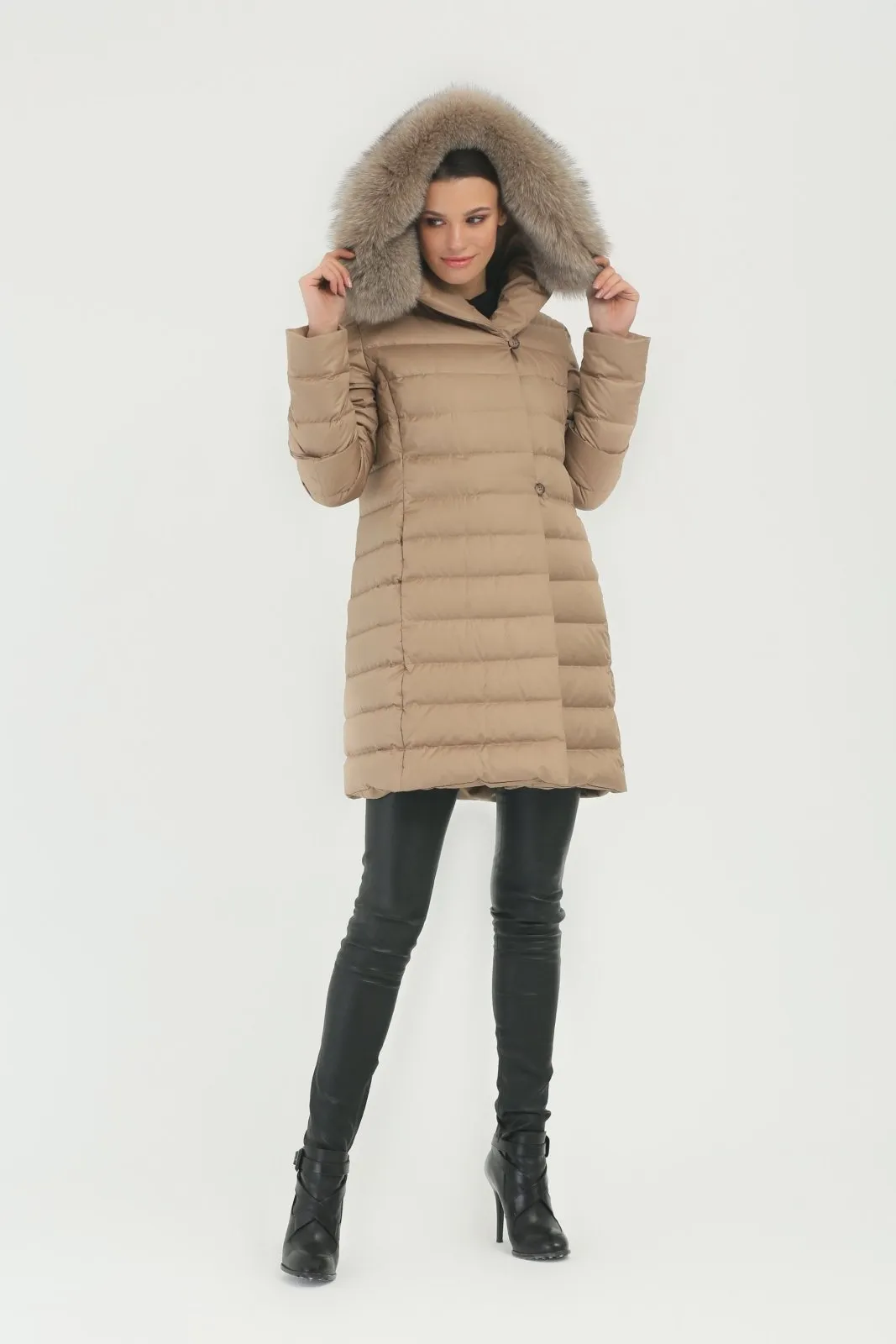 Camel Long Puffer Coat