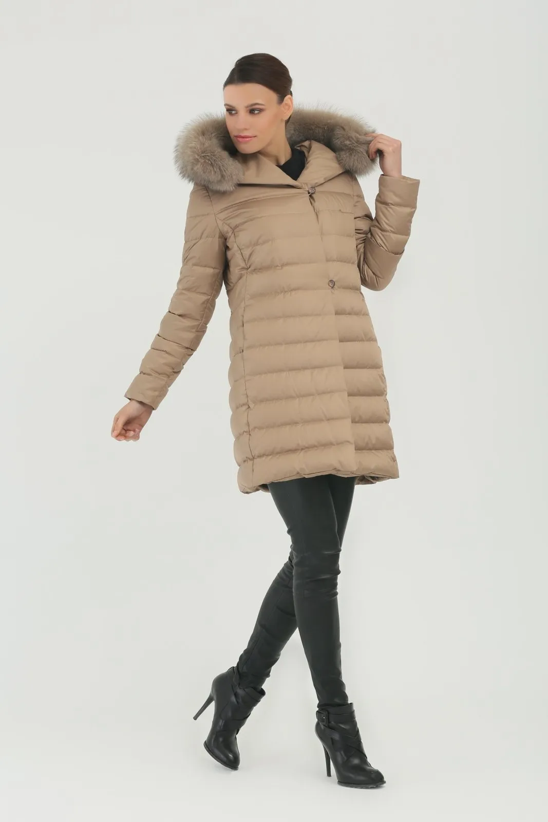 Camel Long Puffer Coat