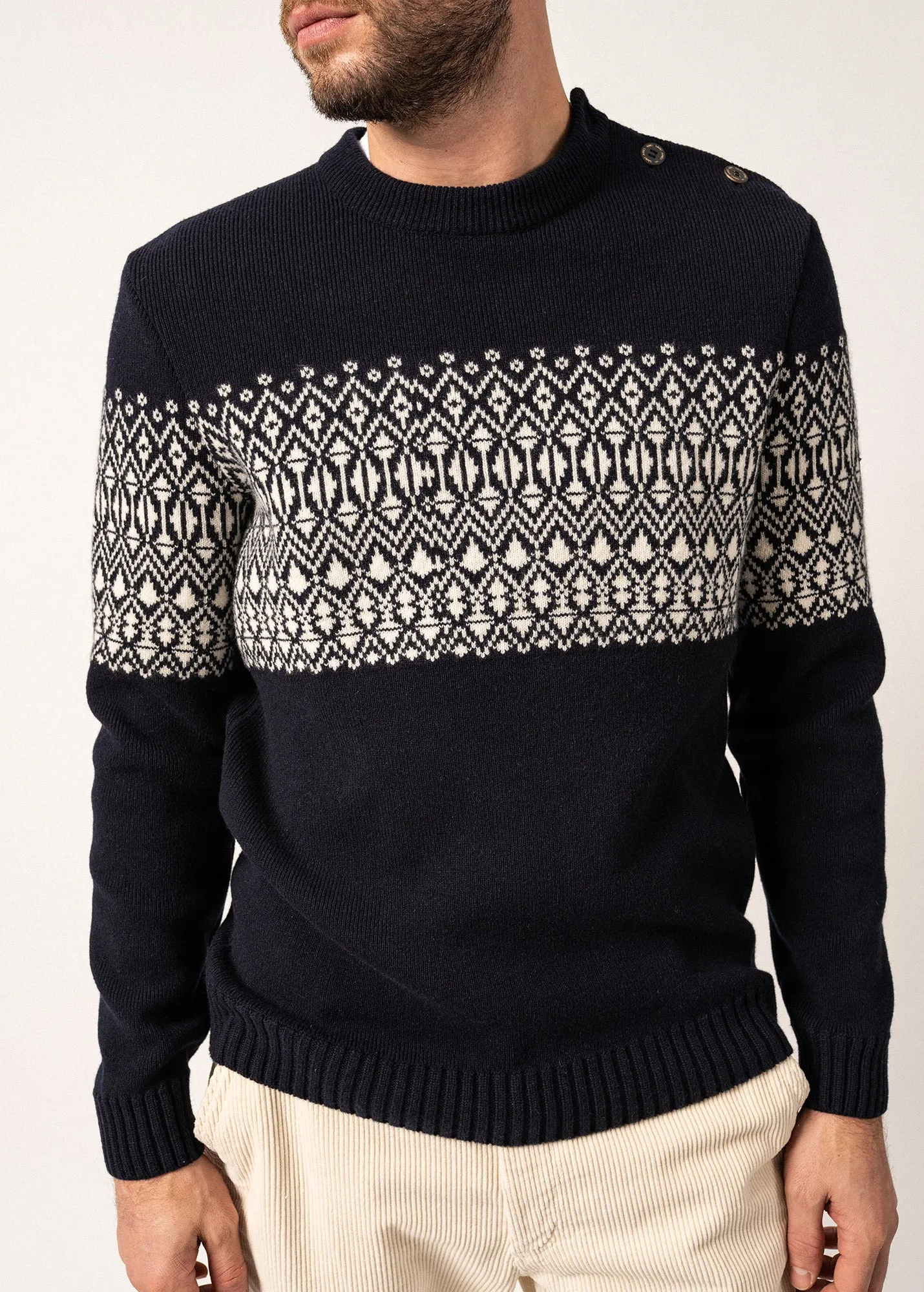 Cancale Escapade Sailor Jumper - jacquard pattern (NAVY/ECUME)