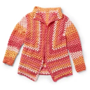 Caron Directional Granny Crochet Cardigan