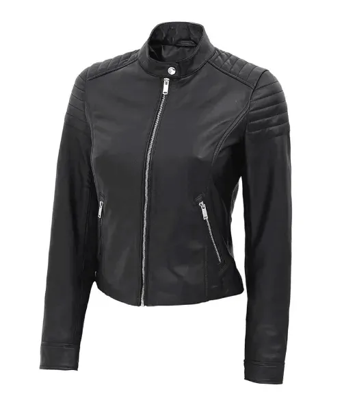 Carrie Women's Slim Fit Leather Jacket Black