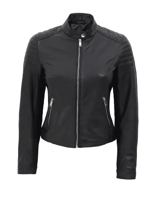 Carrie Women's Slim Fit Leather Jacket Black