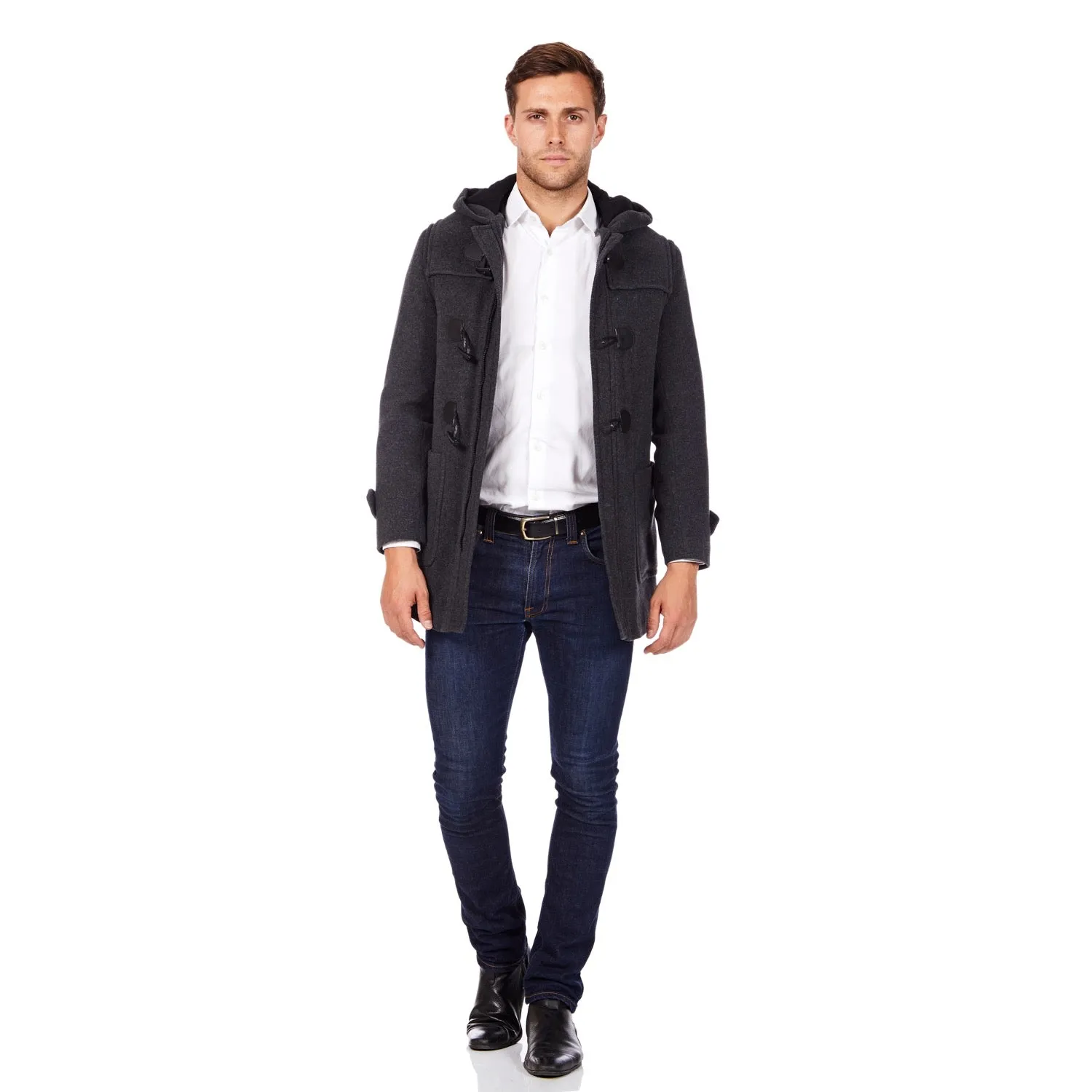 CLAREMONT - Mens Wool Blend Hooded Duffle Coat