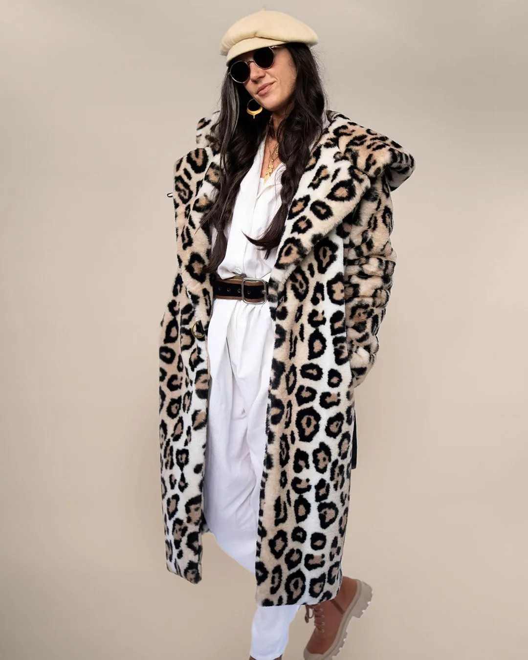 Classic Women's Long Faux Fur Coat | Arabian Leopard Print