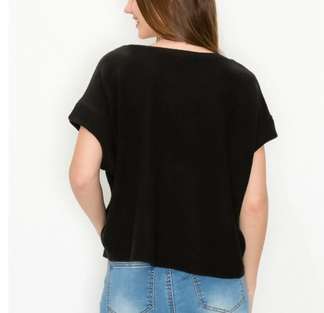 Comfy short sleeve top in our black comfy brushed Jersey t-shirt