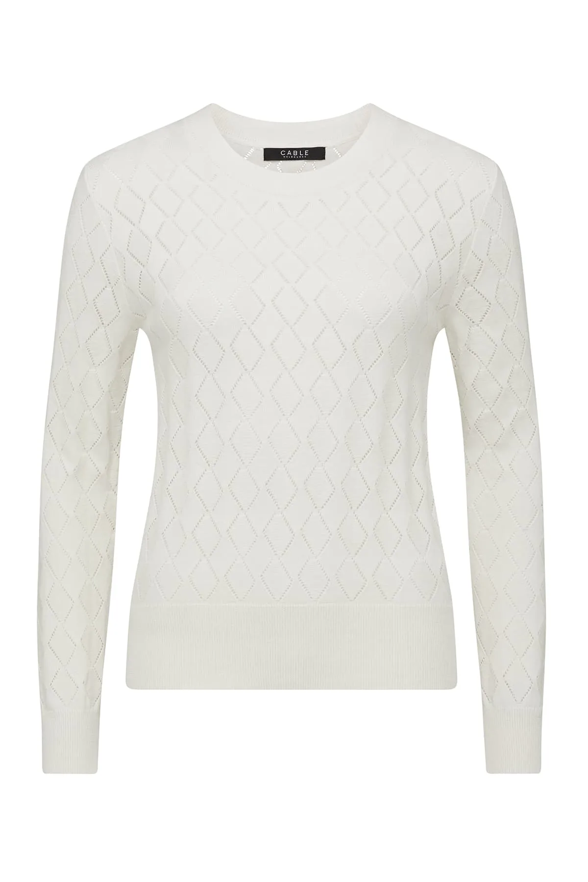 Cotton Cashmere Crew Jumper - White