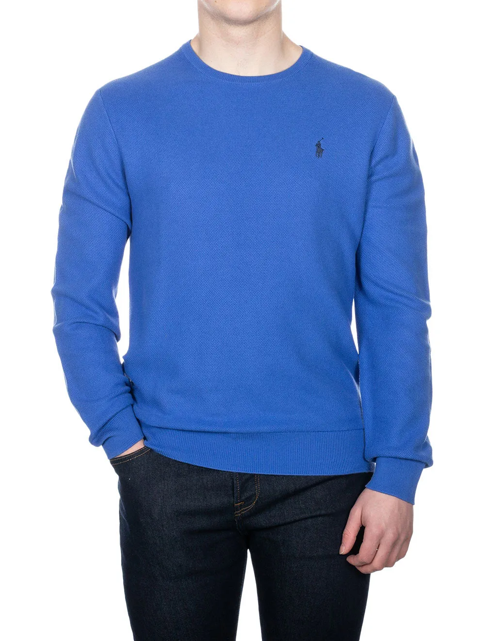 Cotton Crewneck Jumper Blue