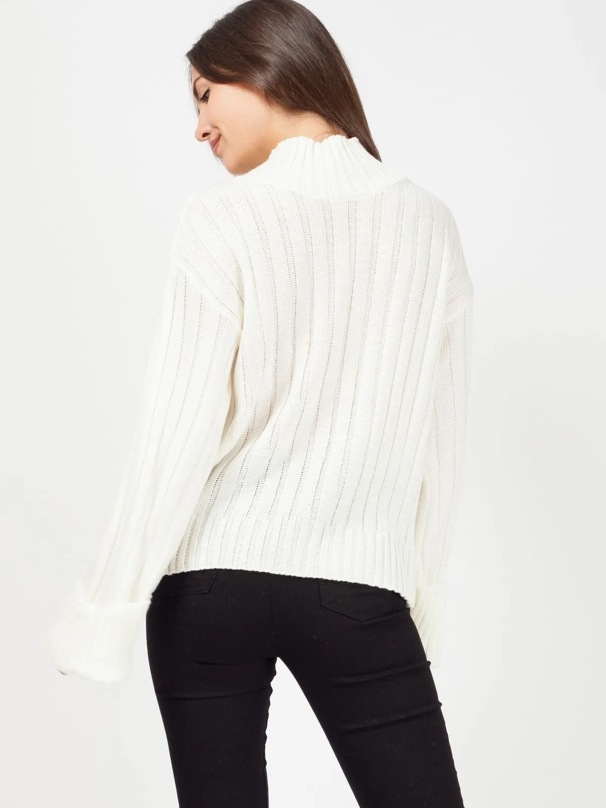 Cream Turtle Neck Oversized Knitted Jumper