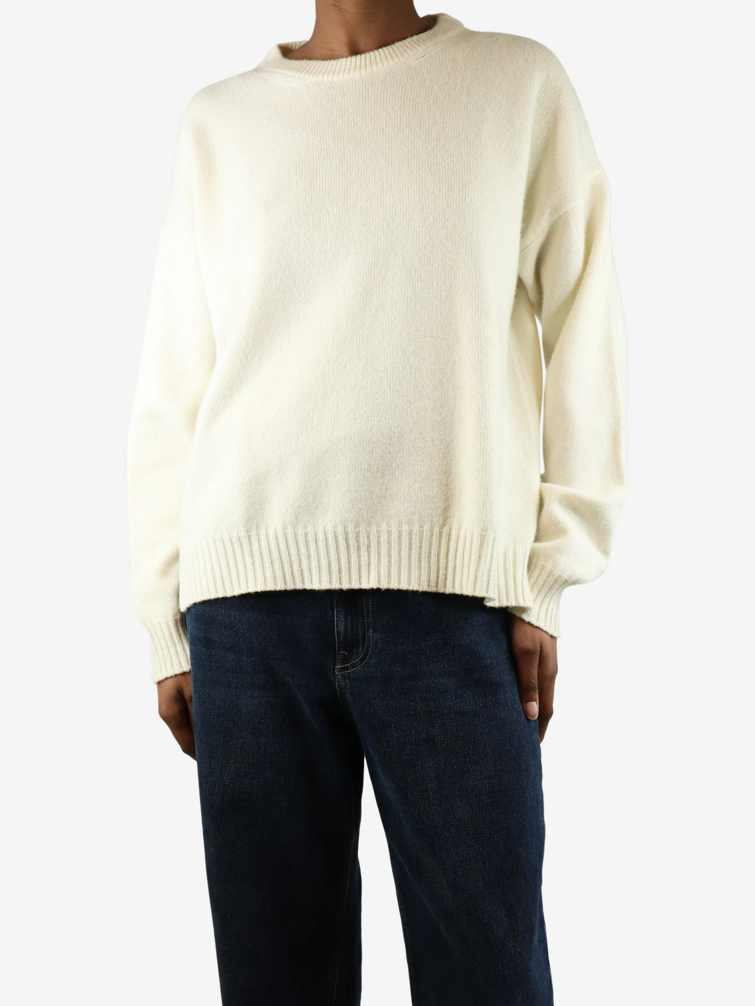 Cream wool-blend crewneck jumper - size XS