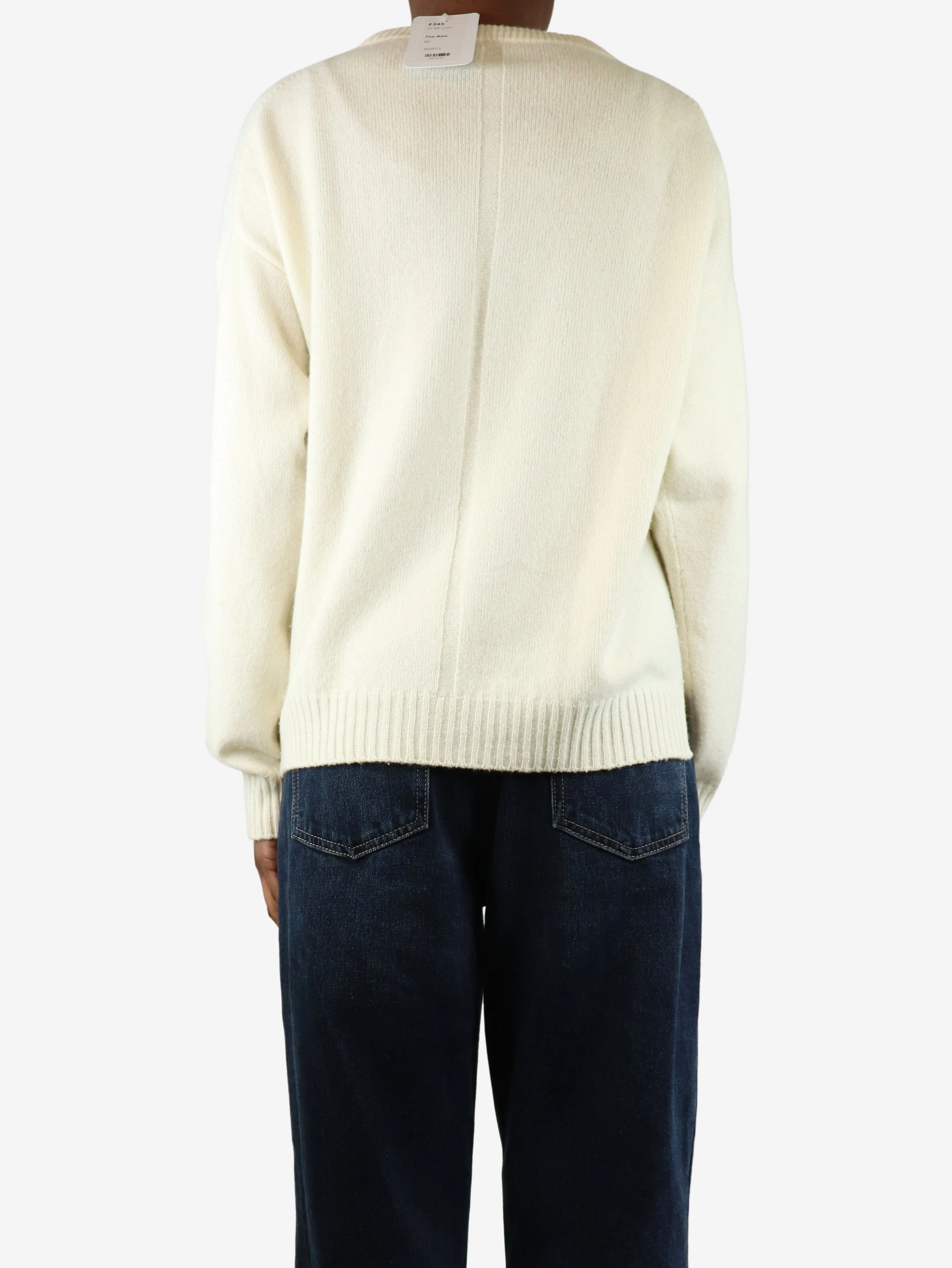 Cream wool-blend crewneck jumper - size XS