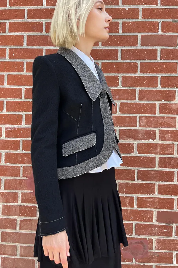 Davina Stretch Tweed Jacket in Black