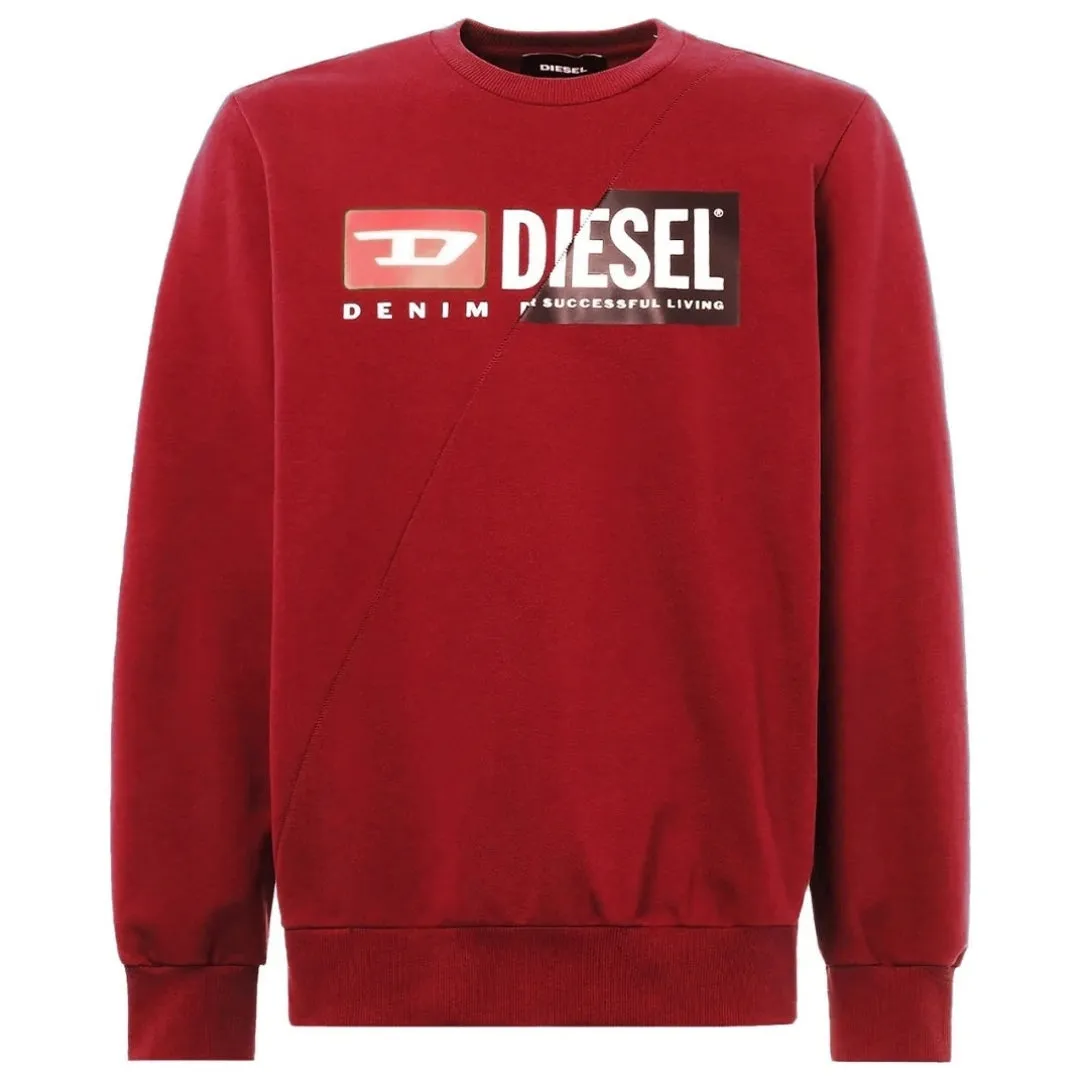 Diesel Cut Divison Logo Red Sweatshirt