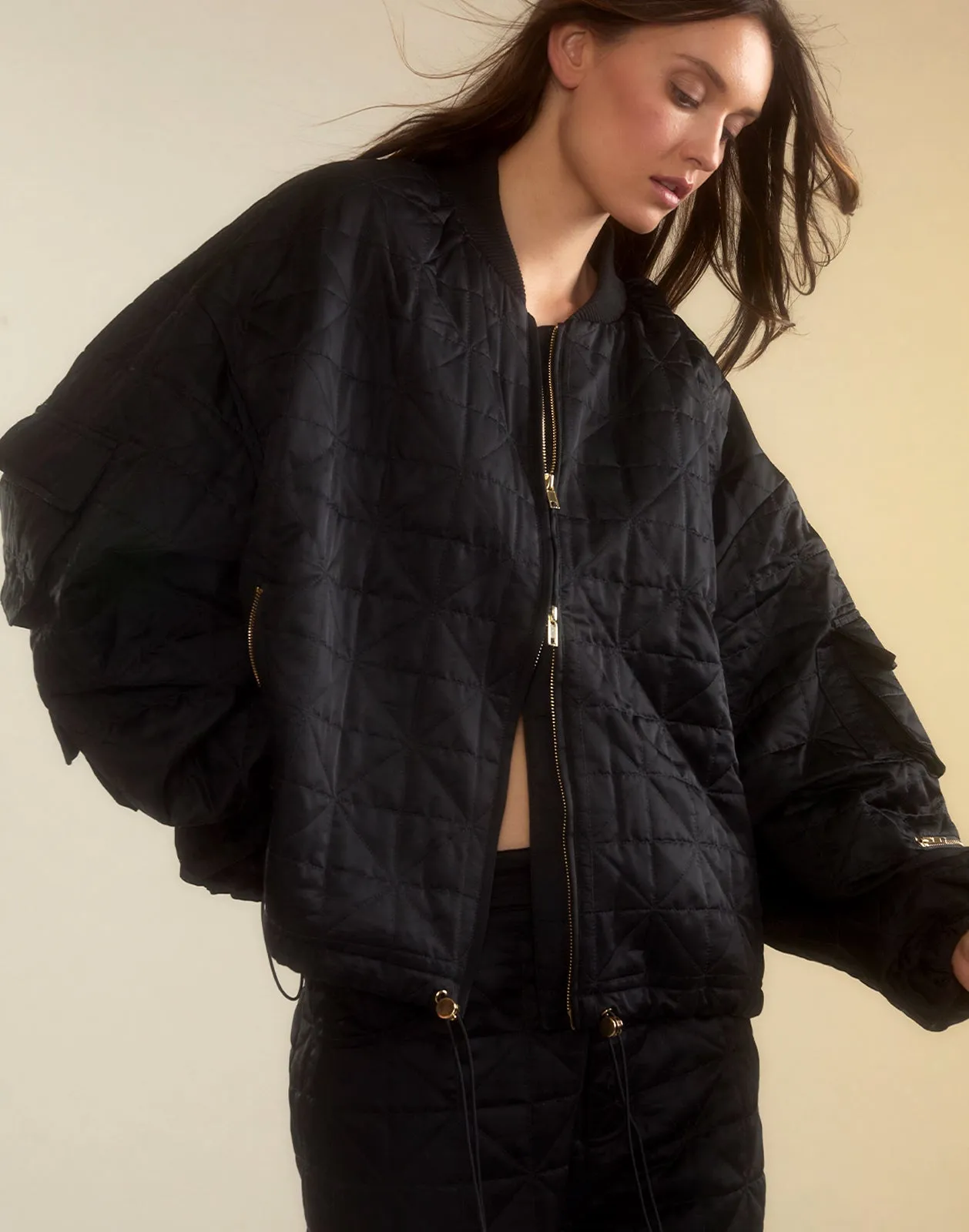 Downtown Quilted Bomber Jacket