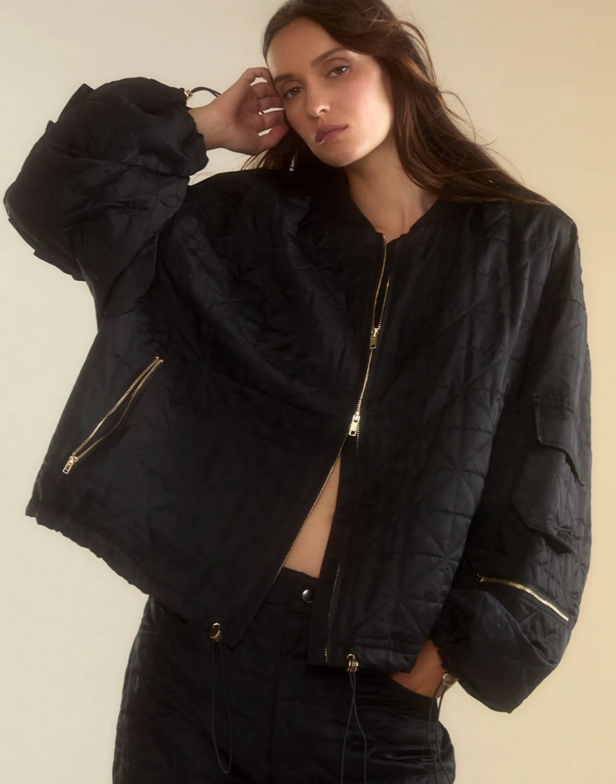 Downtown Quilted Bomber Jacket