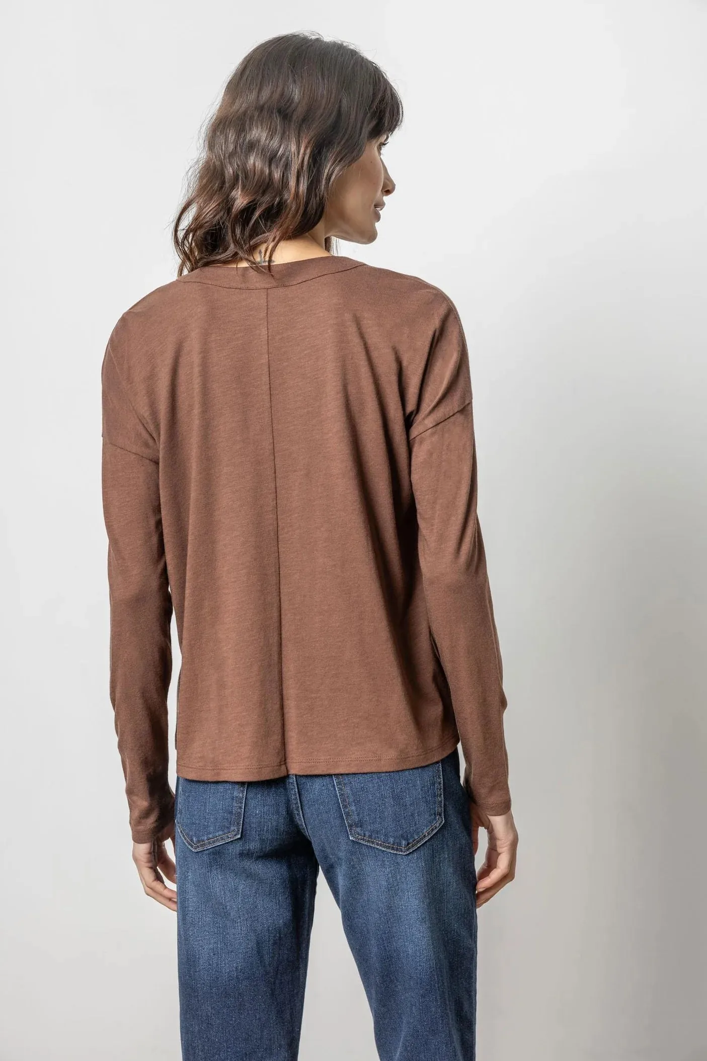 Drop Shoulder V Neck Tee by Lilla P