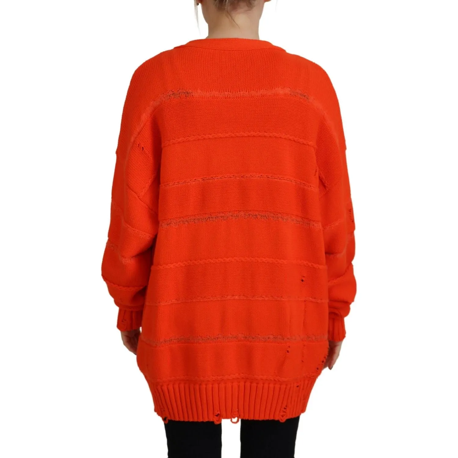 Dsquared² Orange Cotton Knitted Buttoned Cardigan Sweater