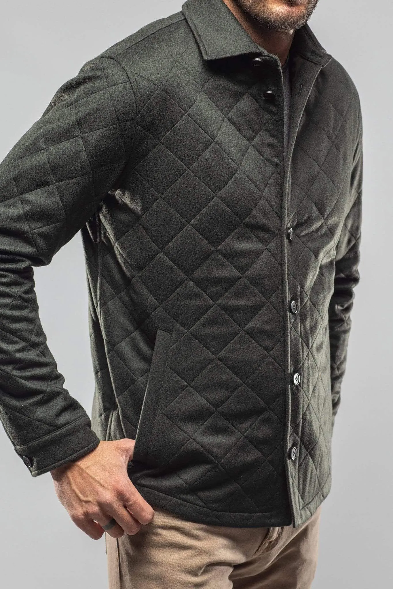 Dutton Quilted Cashmere Jacket in Olive