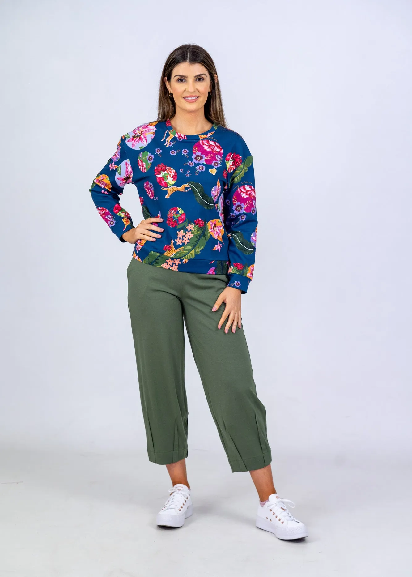 Emily Lovelock Navy Floral Sweatshirt