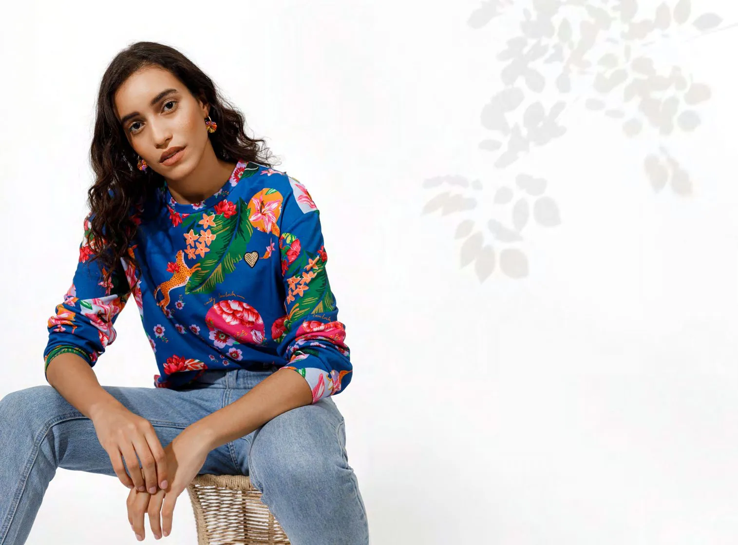 Emily Lovelock Navy Floral Sweatshirt