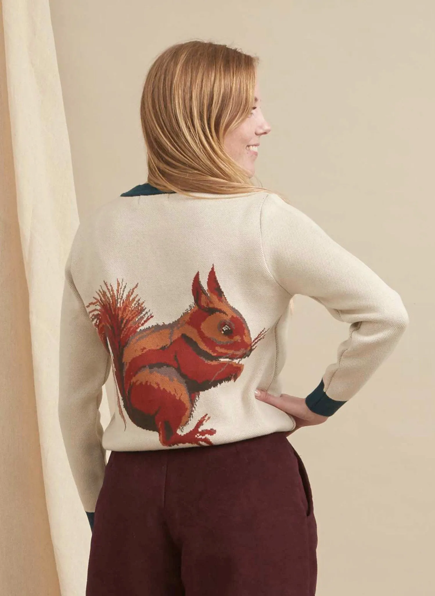 Esther Long Knitted Jumper - Cream Squirrel