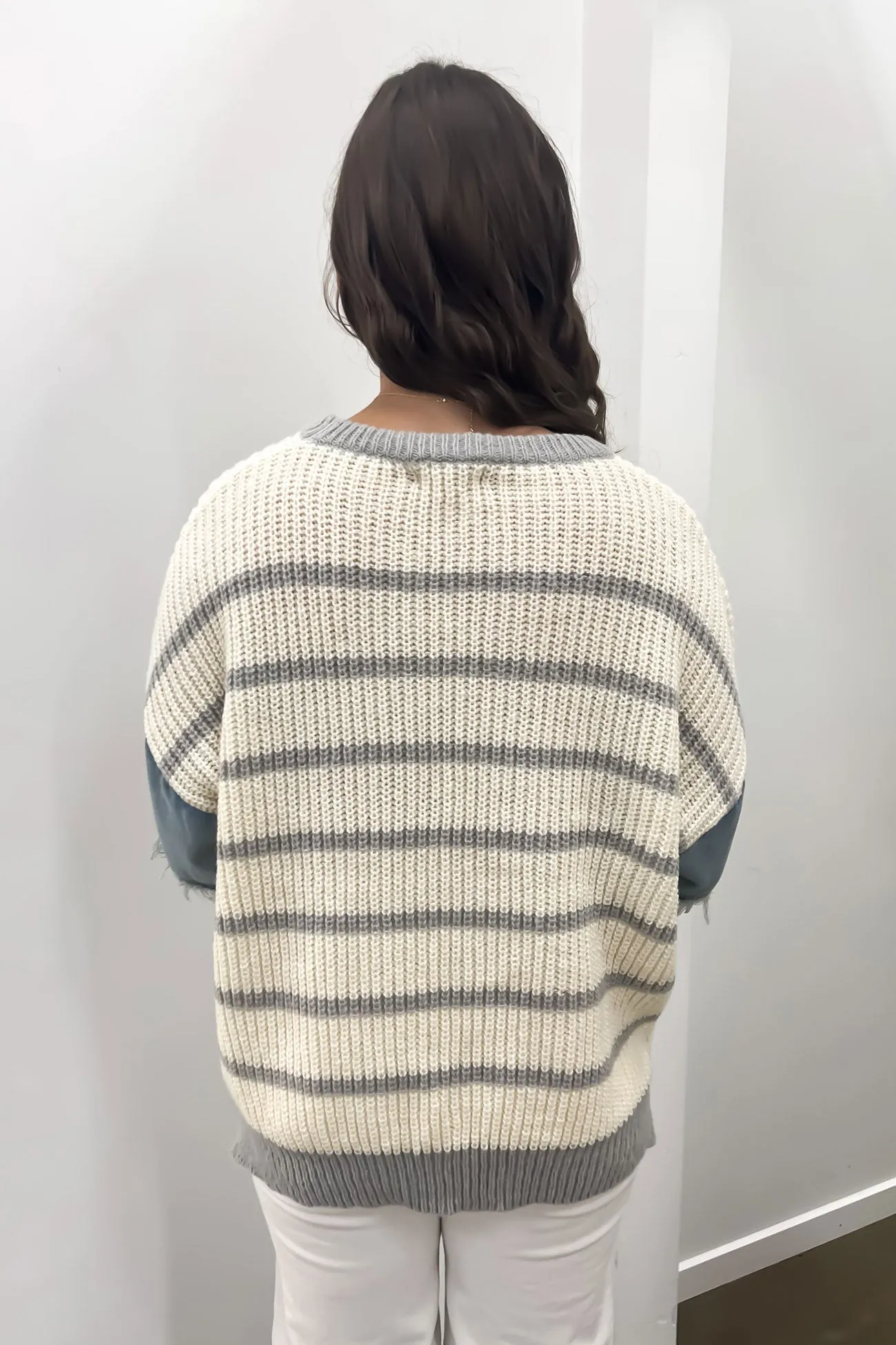 Ethan Knit Jumper Cream Grey Stripe