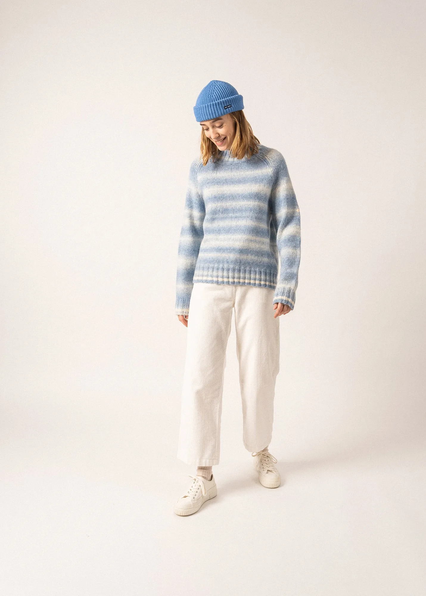 Everest Printed Jumper - with high neck, in wool (CIEL CHINE)