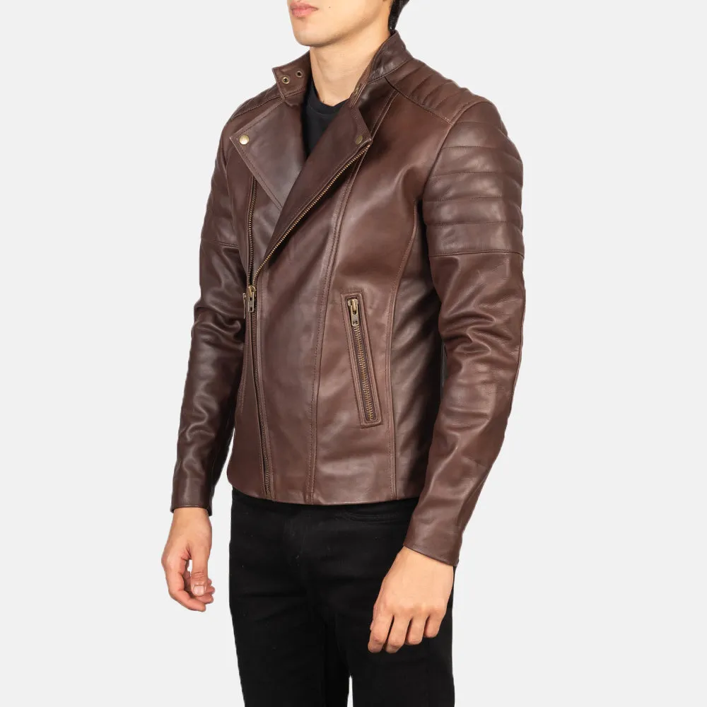 Faisor Brown Leather Biker Jacket