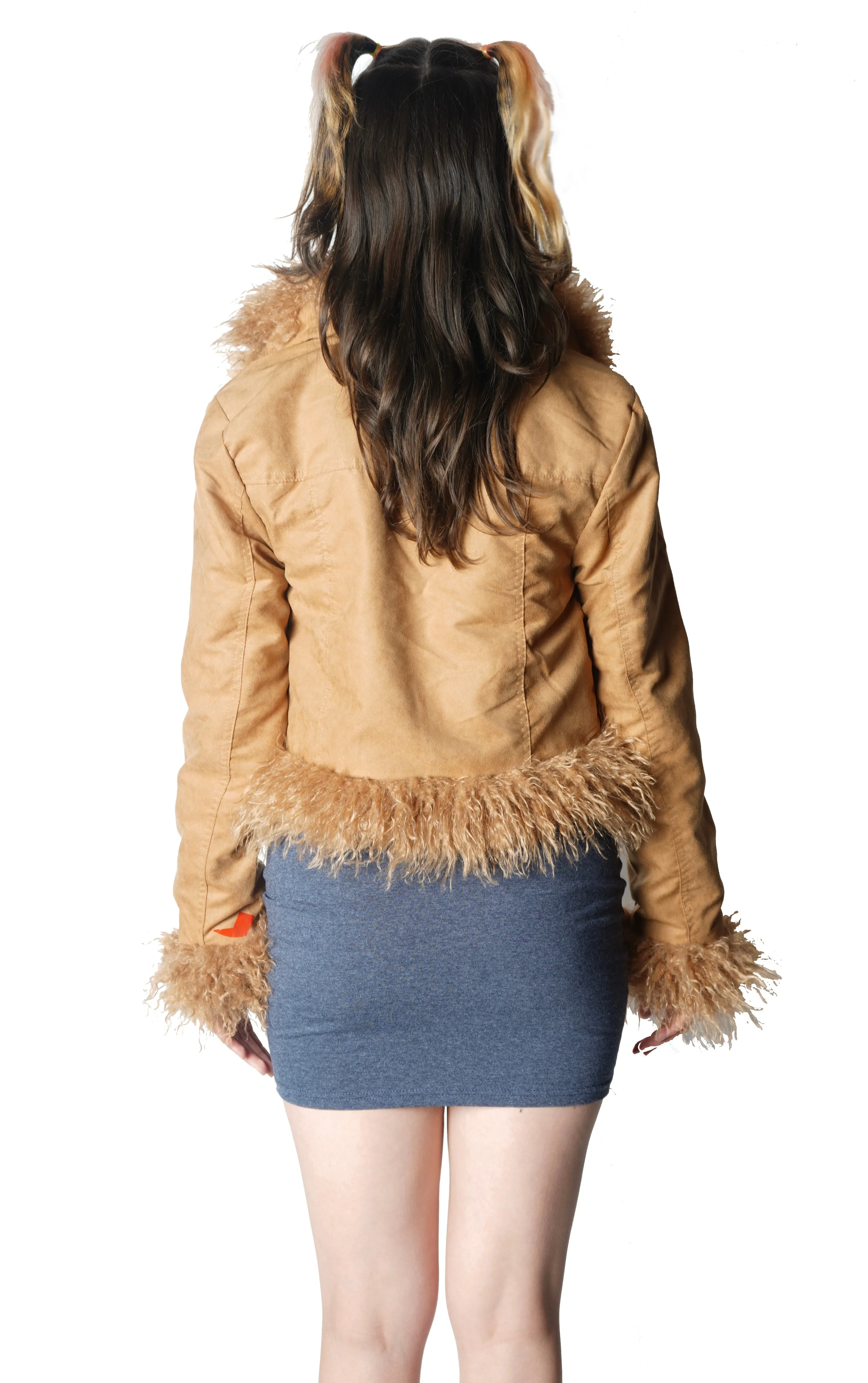 Faux Fur Suede Coat (Brown)