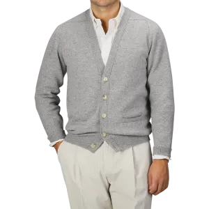 Flannel Grey Lambswool Saddle Shoulder Cardigan